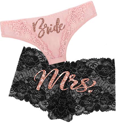 Glam Bride & Mrs. Blush & Black Panty Set 2pc