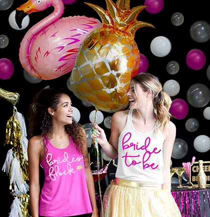 Bride's Flock Rhinestone Flowy Racerback Tank: Magenta