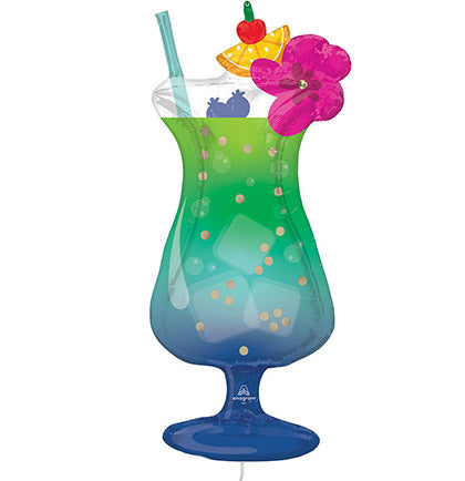 Blue Hawaiian Cocktail Drink Mylar Balloon- 37"