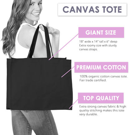 White Team Bride Glam Large Canvas Tote