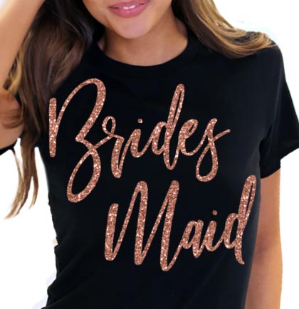 Rose Gold Bridesmaid Glam Black Tshirt