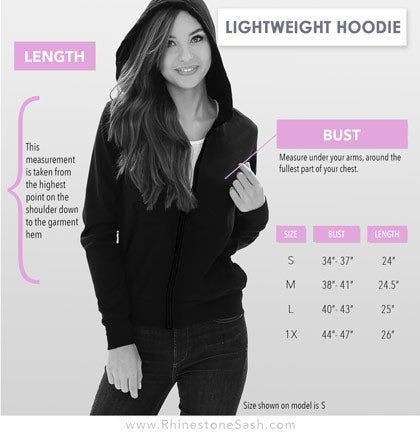 Bridesmaid Diamond Rhinestone Lightweight Black Hoodie