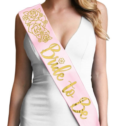Gold Floral Bride to Be Diamond Gold Foil Sash