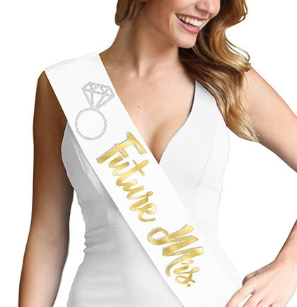 Future Mrs. with Ring Gold Foil & Rhinestone Sash
