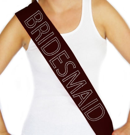 Bridesmaid Outline Rhinestone Black Sash