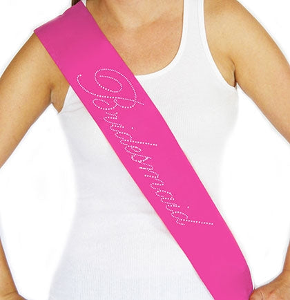 Girly Bridesmaid Rhinestone Sash - Pink