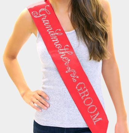 Flirty Grandmother of the Groom Rhinestone Sash