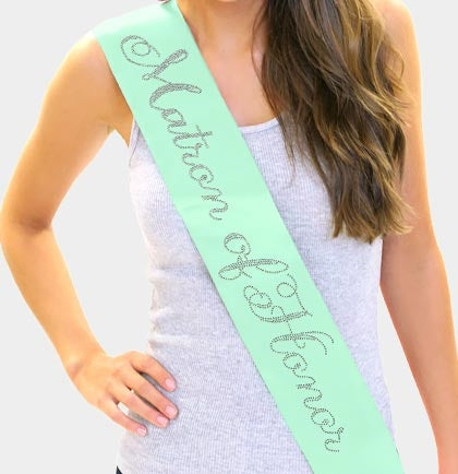Flirty Matron of Honor Rhinestone Sash