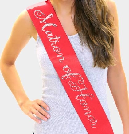 Flirty Matron of Honor Rhinestone Sash