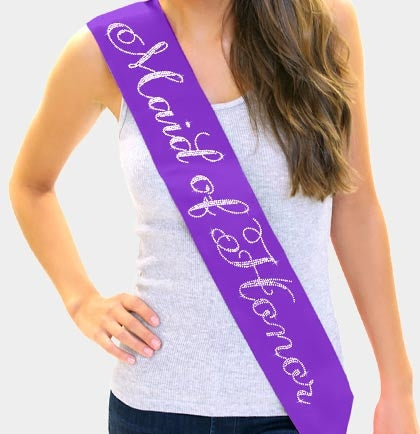 Flirty Maid Of Honor Rhinestone Sash