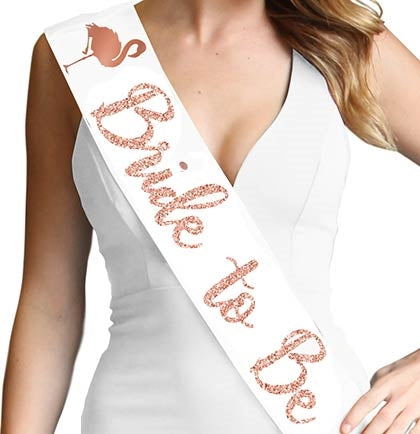 Bride To Be Flamingo White Sash