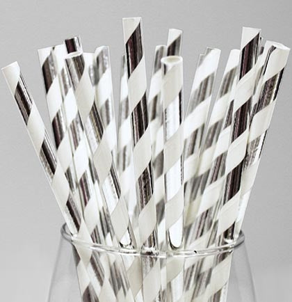This set of twenty-four metallic Silver and White are perfect for a bachelorette party or bridal shower. The 7.5" long striped straw will be the perfect addition to the party drinks. 