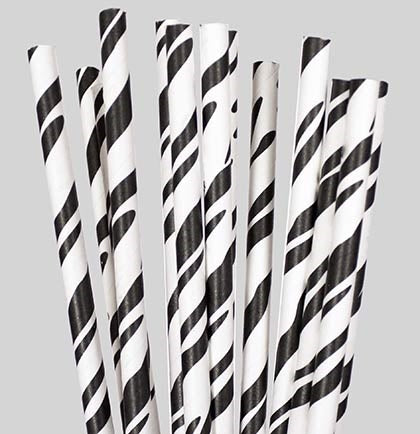 Black & White Zebra Paper Straws