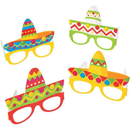 This set of four fun Fiesta Sombrero paper glasses are perfect for the party guests to wear at a Final Fiesta Bachelorette Party. 