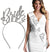 Bride to Be Silver Diamond White Sash & Glam Headband Set