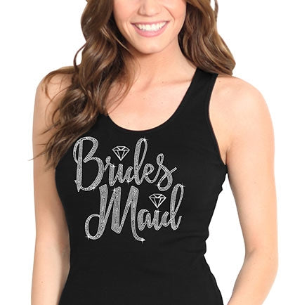 Bridesmaid Diamond Rhinestone Black Tank