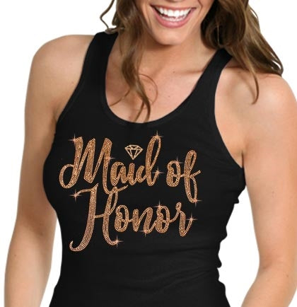 Rose Gold Maid of Honor Diamond Black Tank