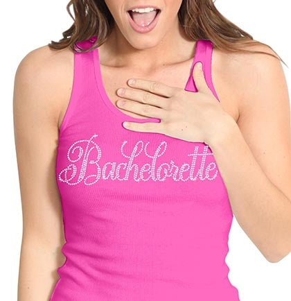 Flirty Bachelorette Rhinestone Racerback Tank Top: Magenta