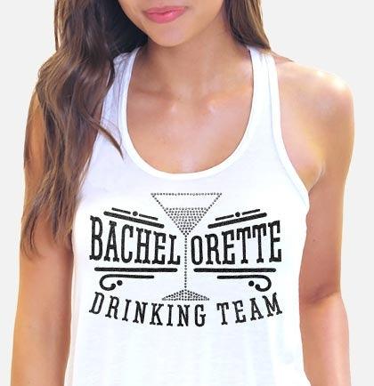 • Bachelorette Drinking Team Glitter Flowy Tank •
