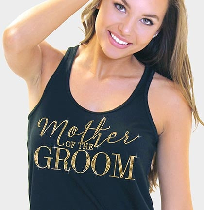 • Mother of the Groom Modern Gold Relaxed Tank: Black •