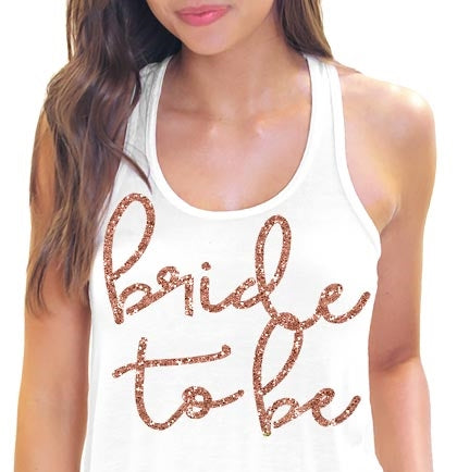 Lovely Bride to Be Rose Gold Glitter Flowy Racerback Tank