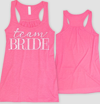 • Team Bride Modern Crystal Flowy Racerback Tank: Electric Pink •