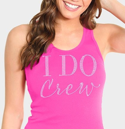 I Do Crew Modern Rhinestone Tank Top: Hot Pink •