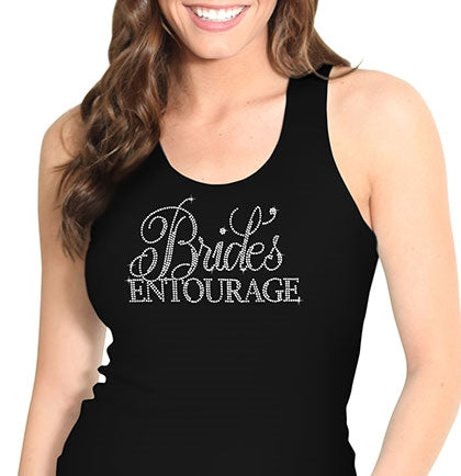 Bride's Entourage Flirty Rhinestone Tank Top: Black