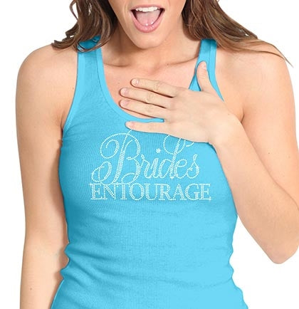 Bride&#39;s Entourage Flirty Rhinestone Tank Top: Turquoise