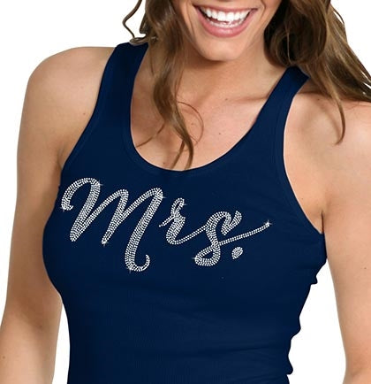 Modern Rhinestone Mrs. Tank: Navy
