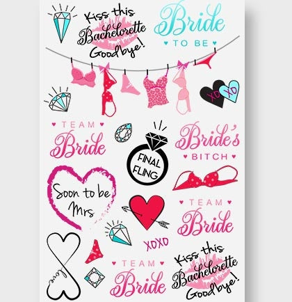 Bachelorette Party Tattoos Sheet