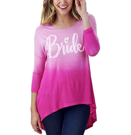 Bride Rhinestone Pink Ombre Tee, Bride Shirt