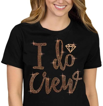 Rose Gold I Do Crew Diamond Black Tshirt