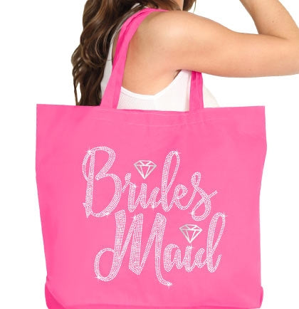 Bridesmaid Diamond Rhinestone Large Canvas Tote