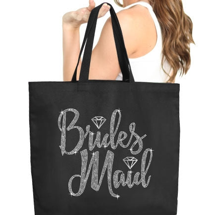 Bridesmaid Diamond Rhinestone Large Canvas Tote
