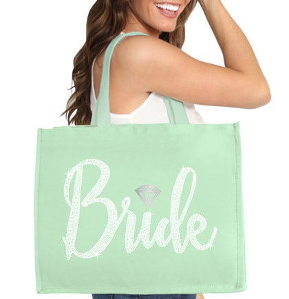 Bride Diamond Rhinestone Large Canvas Tote