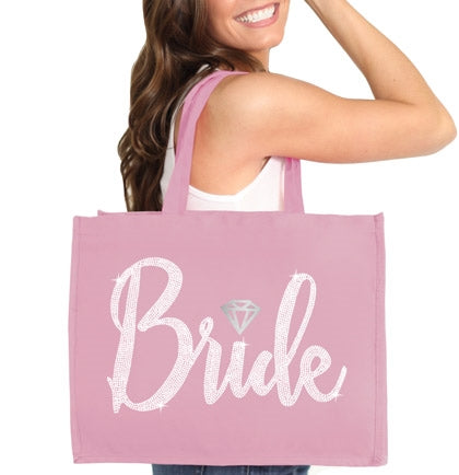 Bride w/Diamond Rhinestone Large Canvas Tote | Bridal Bags | The House ...