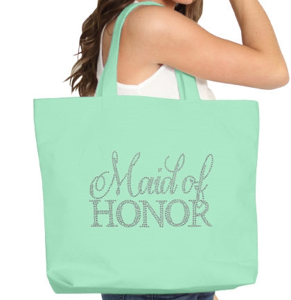 Flirty Maid of Honor Large Canvas Tote