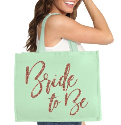 Glam Bride to Be Rose Gold Large Canvas Tote