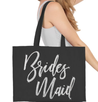 Bridesmaid Glam Rhinestone Large Canvas Tote