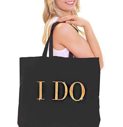 I Do Large Canvas Black Tote