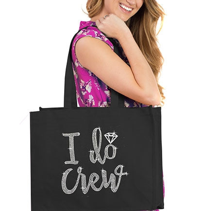 I Do Crew Diamond Rhinestone Large Canvas Tote