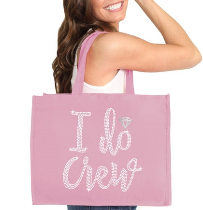 I Do Crew Diamond Rhinestone Large Canvas Tote