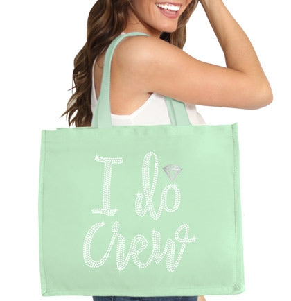 I Do Crew Diamond Rhinestone Large Canvas Tote