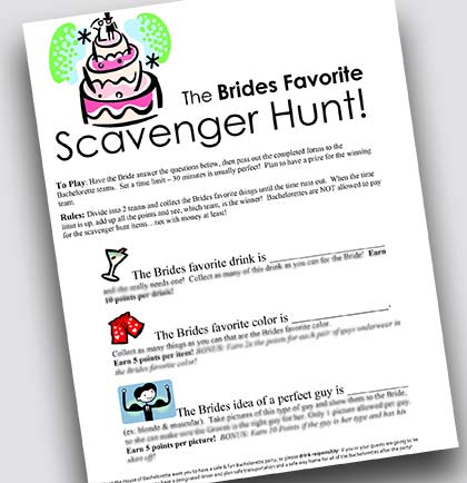 The Bride's Favorite Scavenger Hunt Game Download