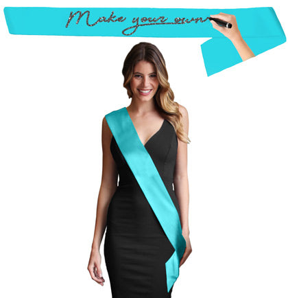 Turquoise Satin Premium Sash - Set of 3