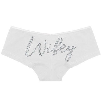 Rhinestone Wifey White Cheeky Panties