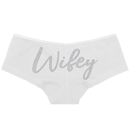 White Wifey Lace Stretch Thong Panty