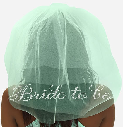 Flirty Bride to Be Rhinestone Perfect Veil: Mint
