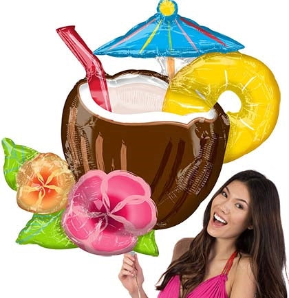 Coconut Cocktail Cup Mylar Balloon